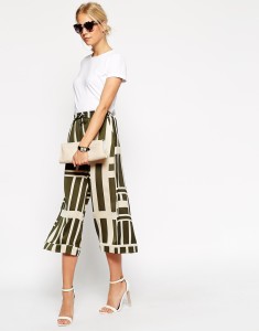 asos green pattern culottes