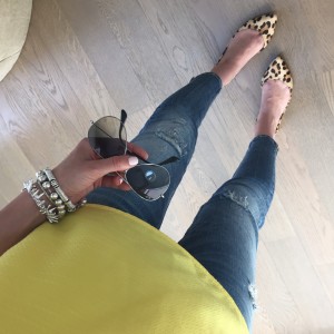 Yellow Jcrew Top Steve Madden Leopard Flats outfit