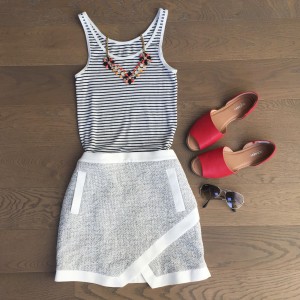 banana republic skirt jcrew jewelry outfiit