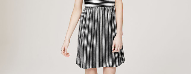 loft striped flare dress