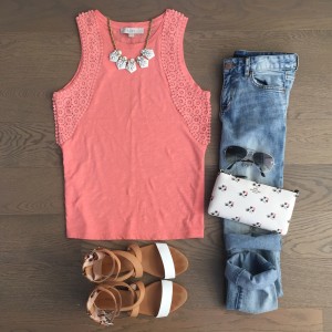 loft coral tank outfit