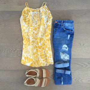 loft yellow tank top outfit