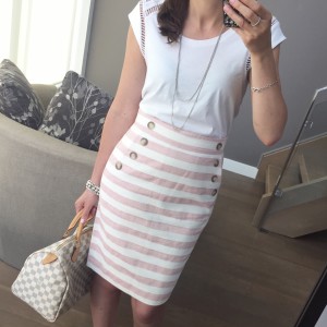 loft striped skirt outfit