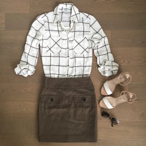 express grid pattern top outfit