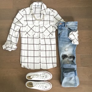 express grid pattern top outfit