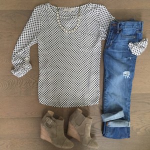 Loft polka dot top outfit