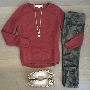 loft sweater and steve madden leopard flats outfit