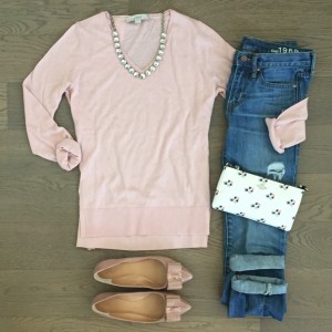 pink loft sweater outfit