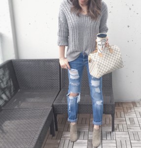 Chic wish grey sweater outfit