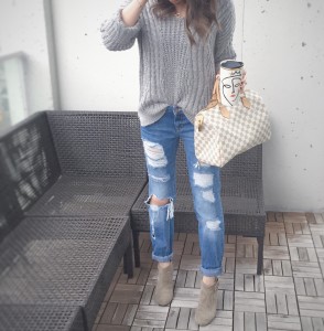 Chic wish grey sweater outfit