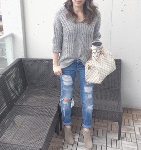 Chic wish grey sweater outfit