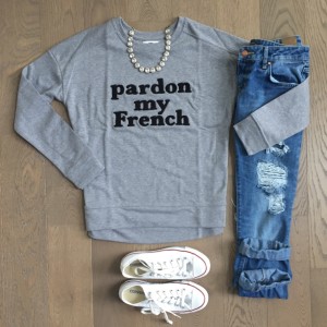 old navy pardon my french sweater outfit