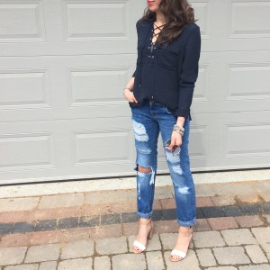 hm criss cross blouse outfit