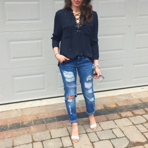 hm criss cross blouse outfit