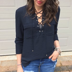 hm criss cross blouse outfit