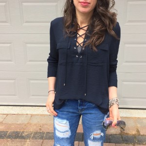 hm criss cross blouse outfit