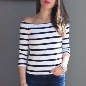 forever 21 Striped off the shoulder top outfit