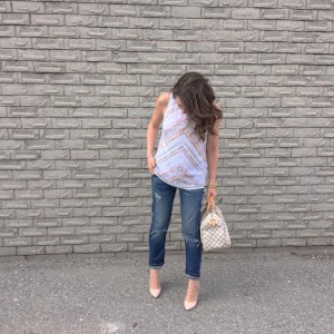 pink chevron hm top outfit