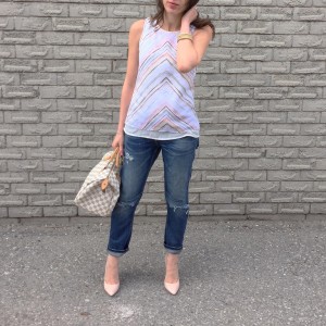 pink chevron hm top outfit