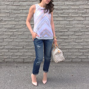 pink chevron hm top outfit