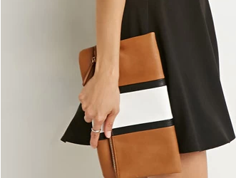 forever 21 faux leather racing stripe clutch